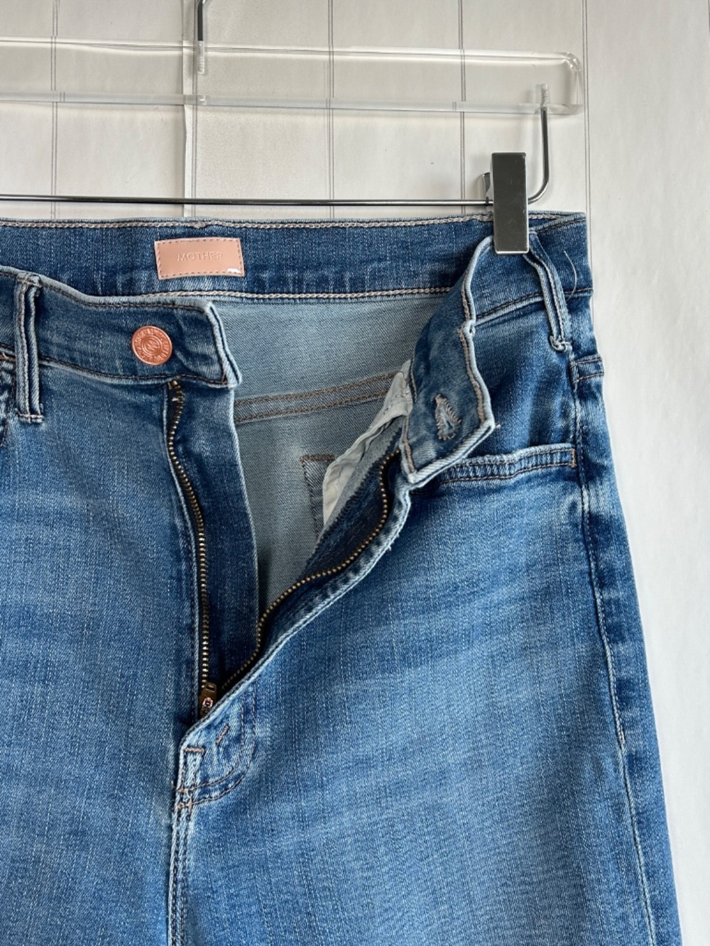 Mother Jeans size 31 Hustler Ankle Fray Healing Jar blue medium wash raw hem - Picture 7 of 16